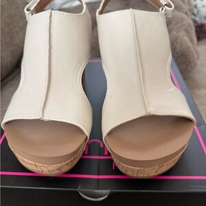 Corkys Tiffanee Cream Wedge Sandals